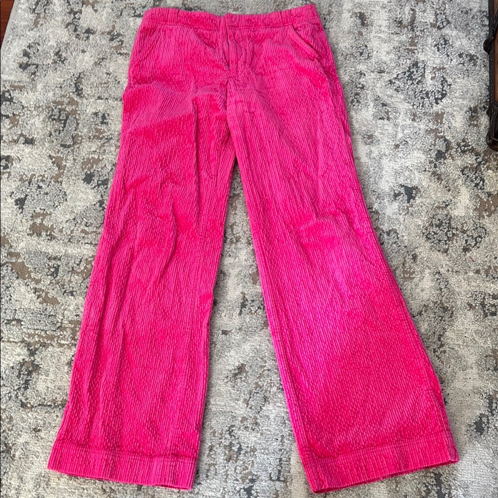 Vibrant Pink Corduroy Straight Leg Pants